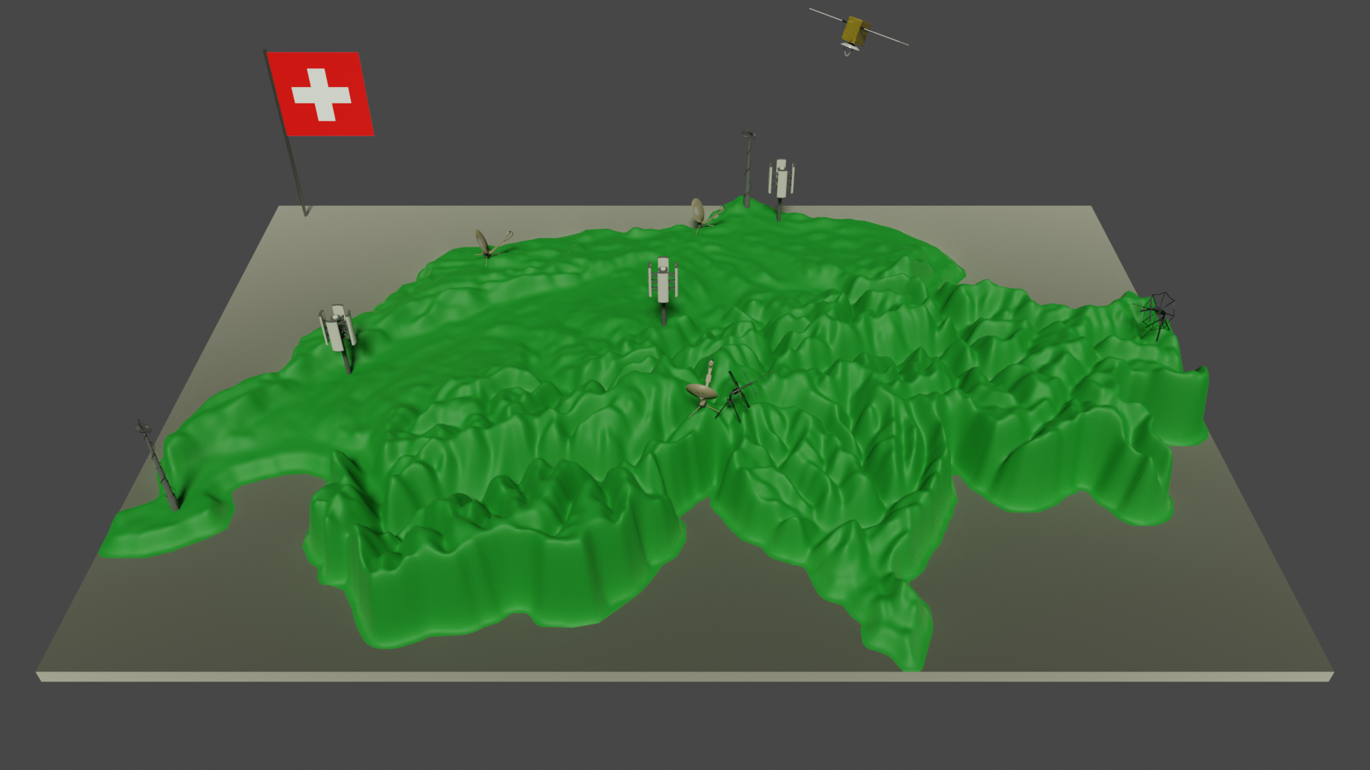 3D Switzerland map